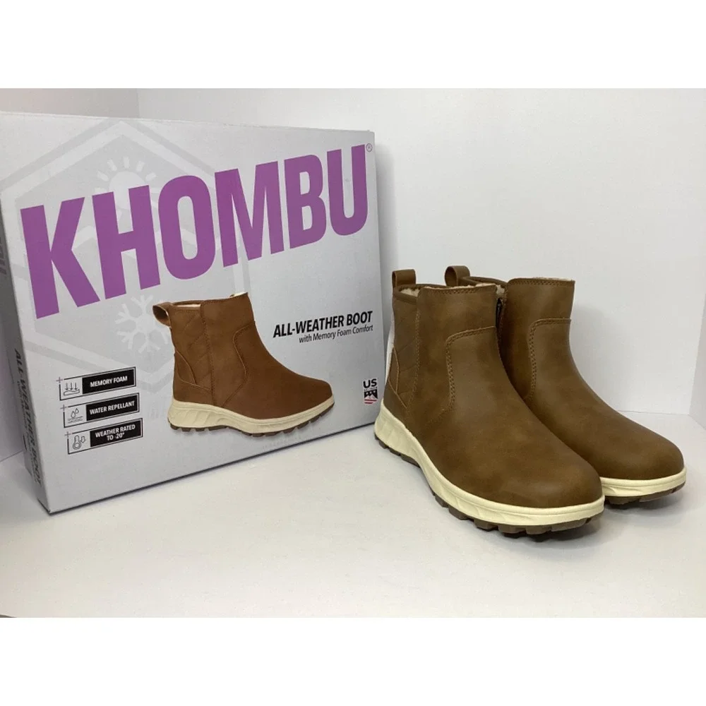 Khombu All Weather Memory Foam Boot Brown Women's Size 6 NEW